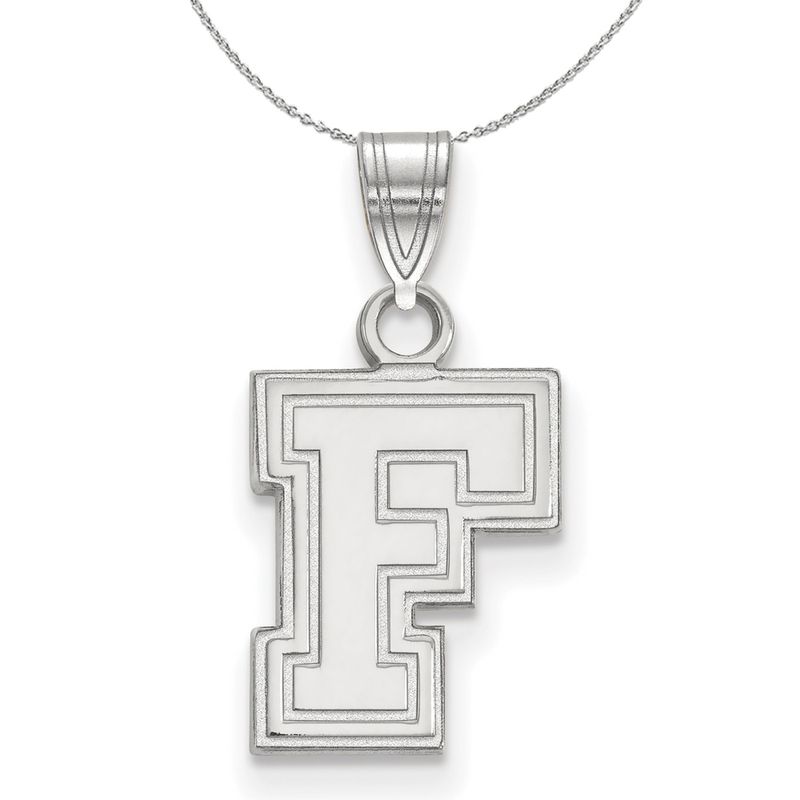Sterling Silver Fordham U Small Pendant Necklace - 20 Inch